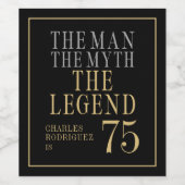 The Man The Myth The Legend 75th Birthday ワインラベル (シングルラベル)