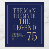 The Man The Myth The Legend 75th Birthday ワインラベル (シングルラベル)