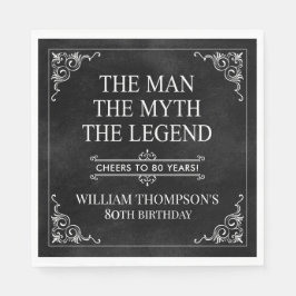 The Man The Myth The Legend 80th Birthday Black  スタンダードランチョンナプキン