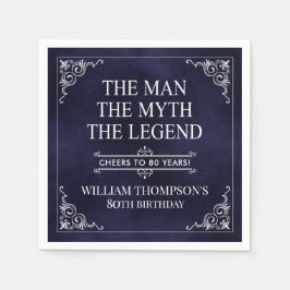 The Man The Myth The Legend 80th Birthday Blue スタンダードカクテルナプキン