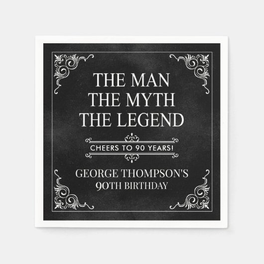 The Man The Myth The Legend 90th Birthday スタンダードカクテルナプキン (正面)