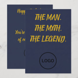 The Man The Myth The Legend Navy Blue Gold Script シーズンカード