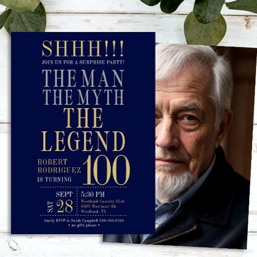 The Man The Myth The Legend Surprise 100 Birthday 招待状