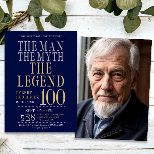 The Man The Myth The Legend Surprise 100 Birthday  招待状