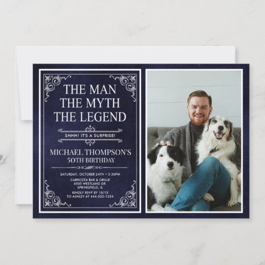 The Man The Myth The Legend Surprise 50th Birthday 招待状 (正面)