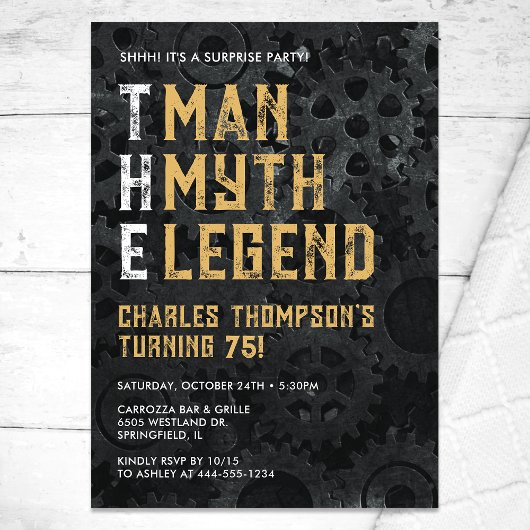 The Man The Myth The Legend Surprise 75th Birthday 招待状