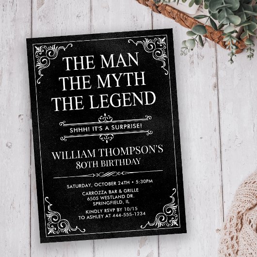 The Man The Myth The Legend Surprise 80th Birthday 招待状