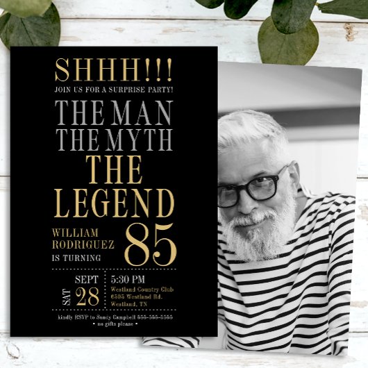 The Man The Myth The Legend Surprise 85th Birthday 招待状