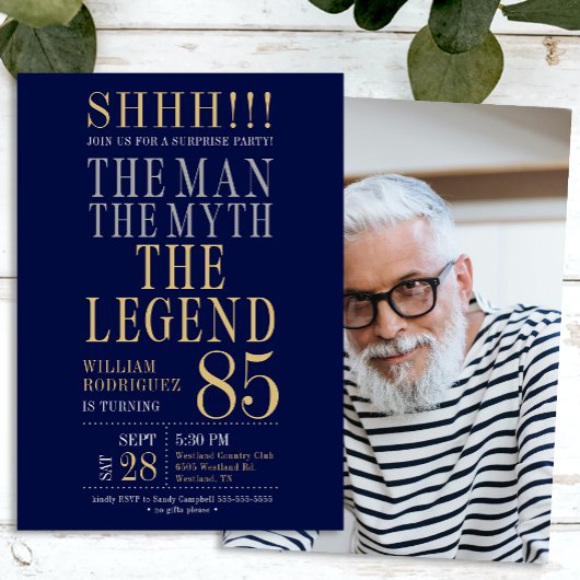 The Man The Myth The Legend Surprise 85th Birthday 招待状