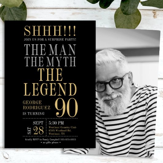 The Man The Myth The Legend Surprise 90th Birthday 招待状