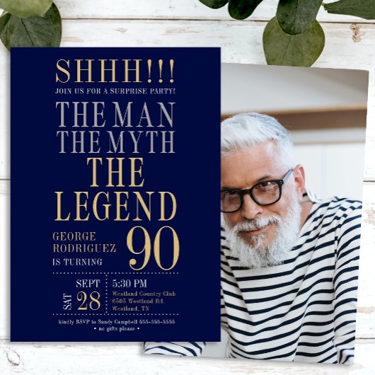The Man The Myth The Legend Surprise 90th Birthday 招待状