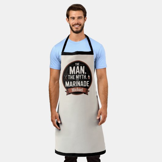 The Man The Myth The Marinade BBQ エプロン (着用した状態)