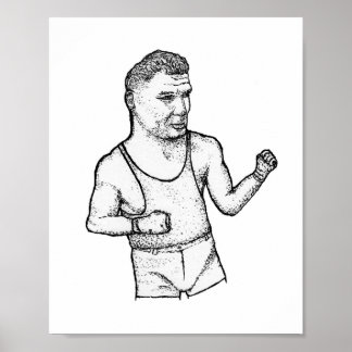 The Manassa Mauler: Hand-Drawn Jack Dempsey Print ポスター