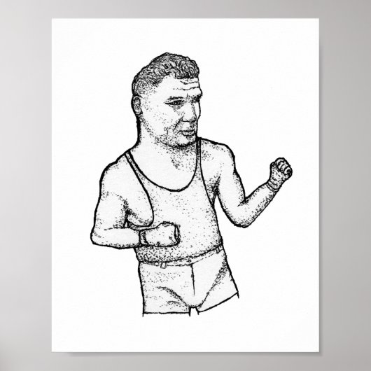 The Manassa Mauler: Hand-Drawn Jack Dempsey Print ポスター (正面)
