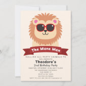 The Mane Man キュートなライオンの2歳誕生日 招待状 (正面)