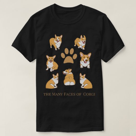The Many 顔of the Corgi おもしろい Corgi Dog Gift Tシャツ (デザイン正面)