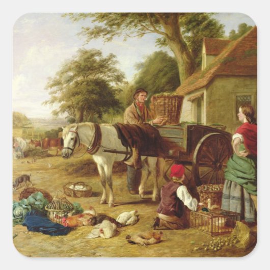 The Market Cart, 1864 (キャンバス上の油) スクエアシール (正面)