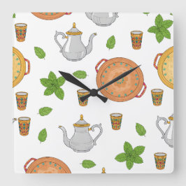 Thé marocain & Motif tadjik スクエア壁時計