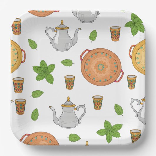 Thé marocain & Motif tadjik ペーパープレート (正面)