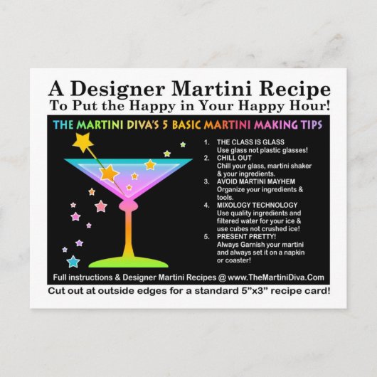 The Martini Diva's 5 Basic Martini Tipsポストカード ポストカード (正面)