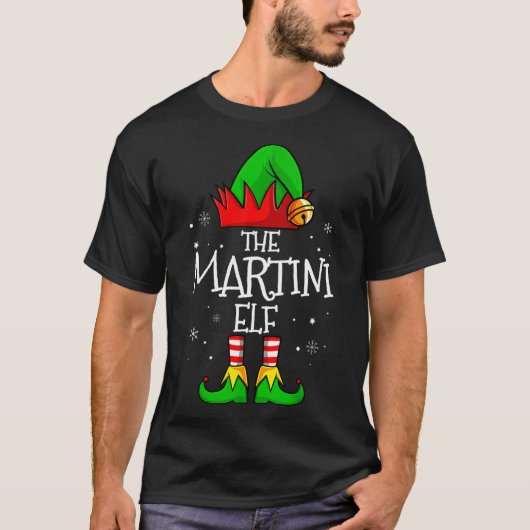 The Martini Elf Matching Family Christmas Funny Dr Tシャツ (正面)