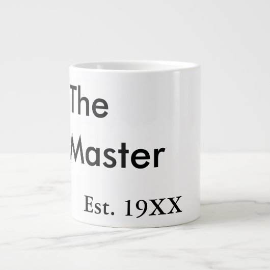 The Master boss name est year date man king title ジャンボコーヒーマグカップ (正面)
