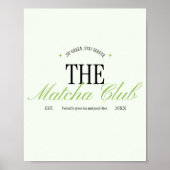 「The Matcha Club」グリーン・レトロ調スクリプト ポスター (正面)