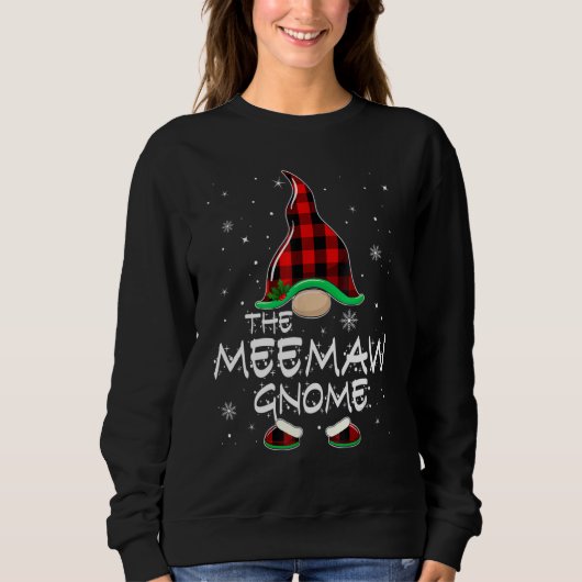 The Meemaw Gnome Red Buffalo Plaid Christmas Pajam スウェットシャツ (正面)