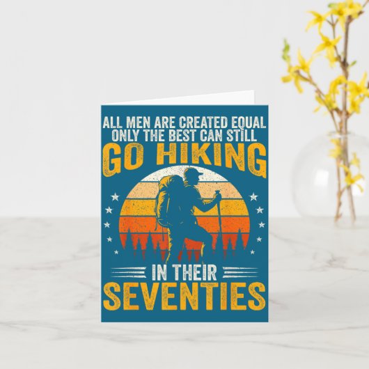 The Men Still Go Hiking In Their Seventies Funny H カード (黄色い花)