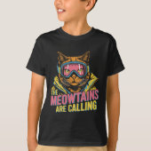 The Meowtains Are Calling Cat Snowboard Ski Kids M Tシャツ (正面)