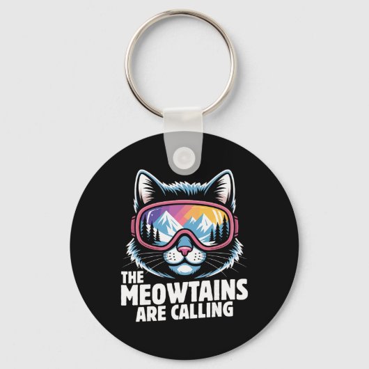 The Meowtains Are Calling Funny Skiing Humoe Ski C キーホルダー (正面)