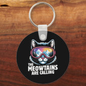 The Meowtains Are Calling Funny Skiing Humoe Ski C キーホルダー (正面)