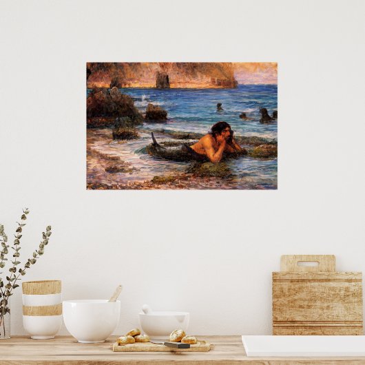 The Merman by John William Waterhouse ポスター (キッチン)