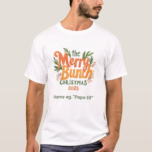 The Merry Bunch – レトロファミリークリスマスシャツ Tシャツ (正面)