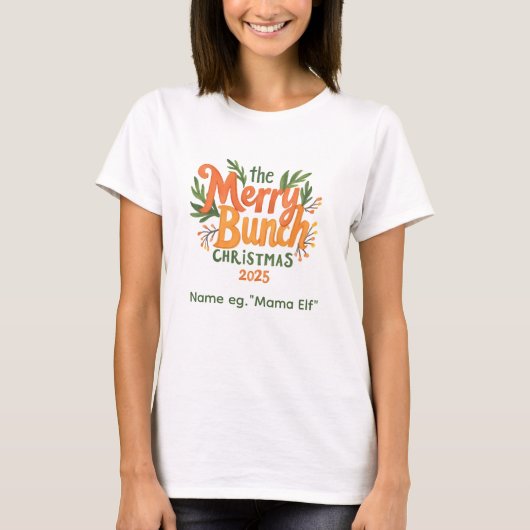 The Merry Bunch – レトロファミリークリスマスシャツ Tシャツ (正面)