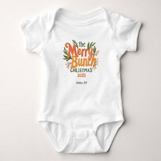 The Merry Bunch – Retro Family Christmas Bodysuit ベビーボディスーツ (正面)