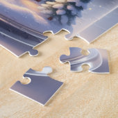 The Midnight Glow | Snowy Cabin Cloche ジグソーパズル (側面)