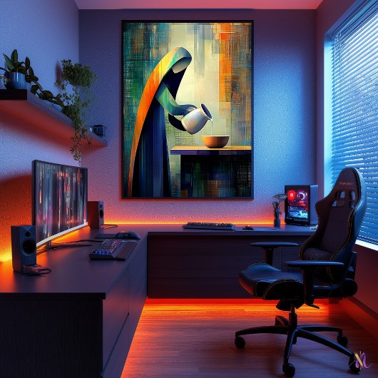 The Milkmaid - Cubist インスパイア by Vermeer ポスター