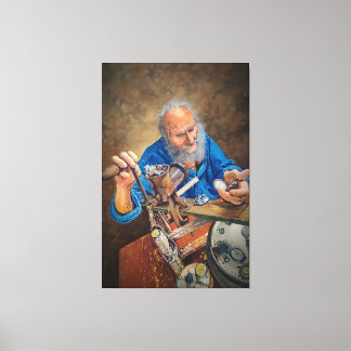 The Mill of Time: Symbolic Oil Painting of Old Man キャンバスプリント