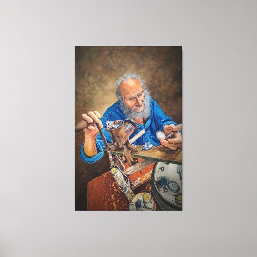 The Mill of Time: Symbolic Oil Painting of Old Man キャンバスプリント (正面)