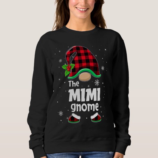 The Mimi Gnome Buffalo Plaid Christmas Matching Fa スウェットシャツ (正面)