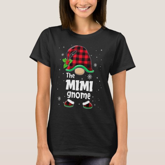 The Mimi Gnome Buffalo Plaid Christmas Matching Fa Tシャツ (正面)