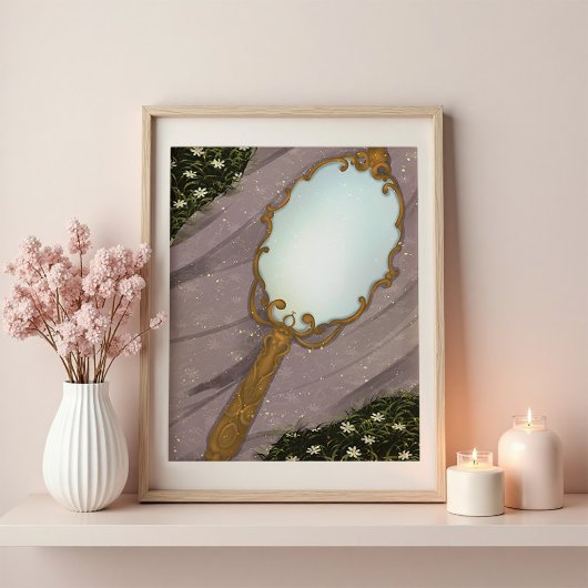 The Mirror I - A Golden Mirror on the Grass ポスター