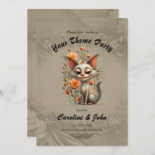 The mischievous cat  招待状 (正面/裏面)