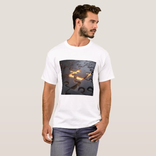 The Missing Piece - Glowing Conceptual Puzzle Art Tシャツ (正面フル)