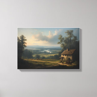 The Mist over the Morning Vineyard キャンバスプリント