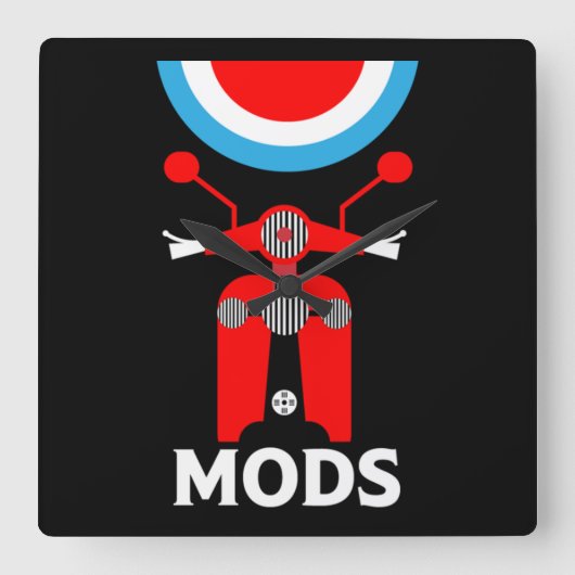 The Mods - Mods And Rockers – イギリス音楽 スクエア壁時計 (正面)