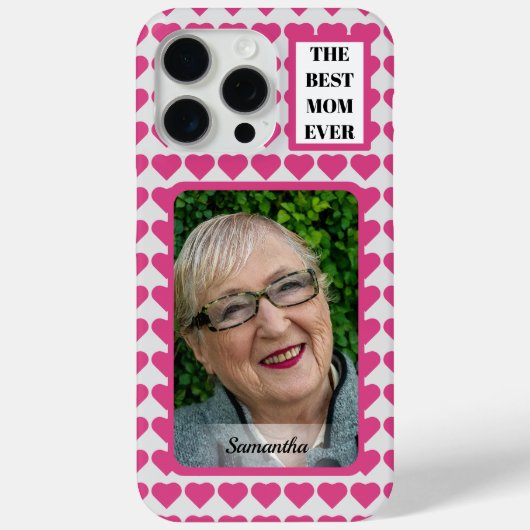 The Mom 最高の Ever Photo Name Pinkハート Case-Mate iPhoneケース (裏面)