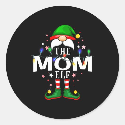 The Mom Elf Christmas Family Pajama Party  ラウンドシール (正面)