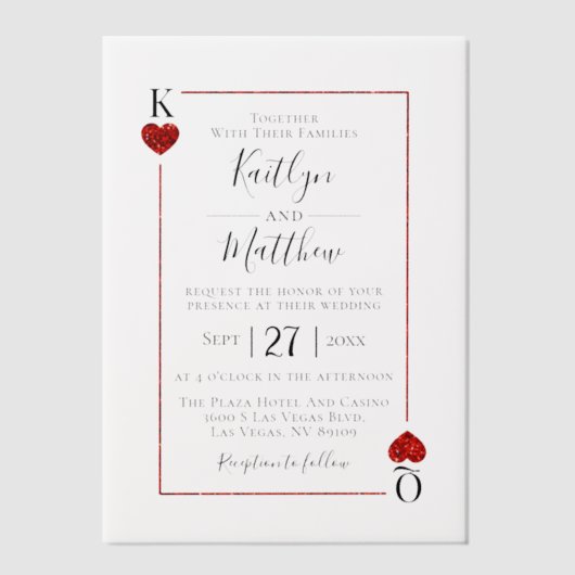 The Monogram Playing Card Wedding Collection ベラム紙招待状 (正面)